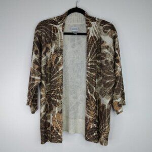 Chico's Metallic  Open Front Cardigan Brown Size 1